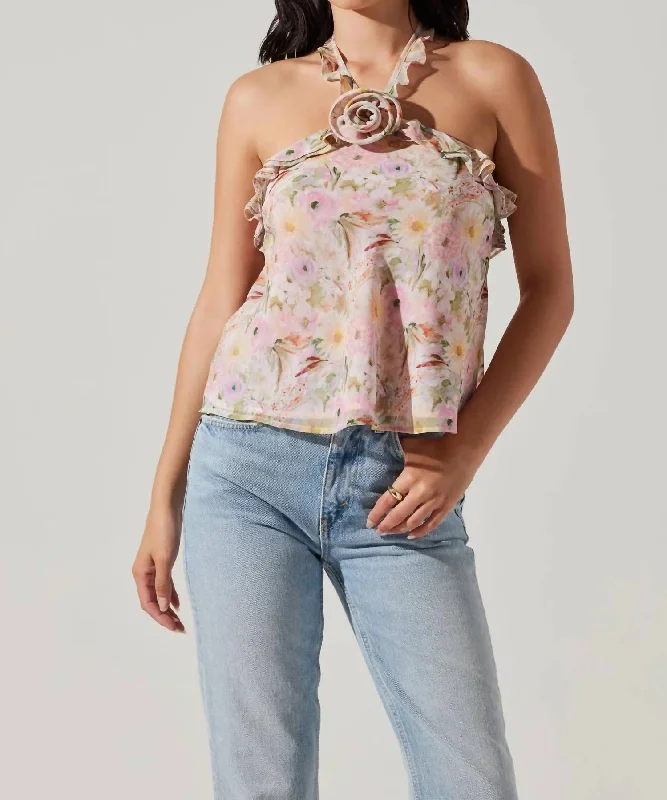 Clothing Woman Alix Rosette Top In Pink Floral