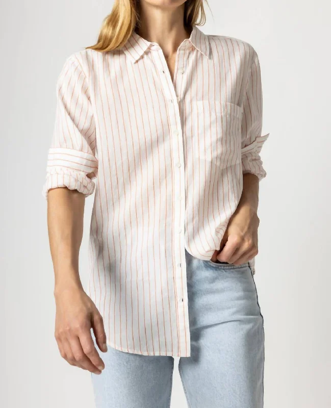 Best Online Clothing Boutiques Boyfriend Buttondown Shirt In Tangerine Stripe