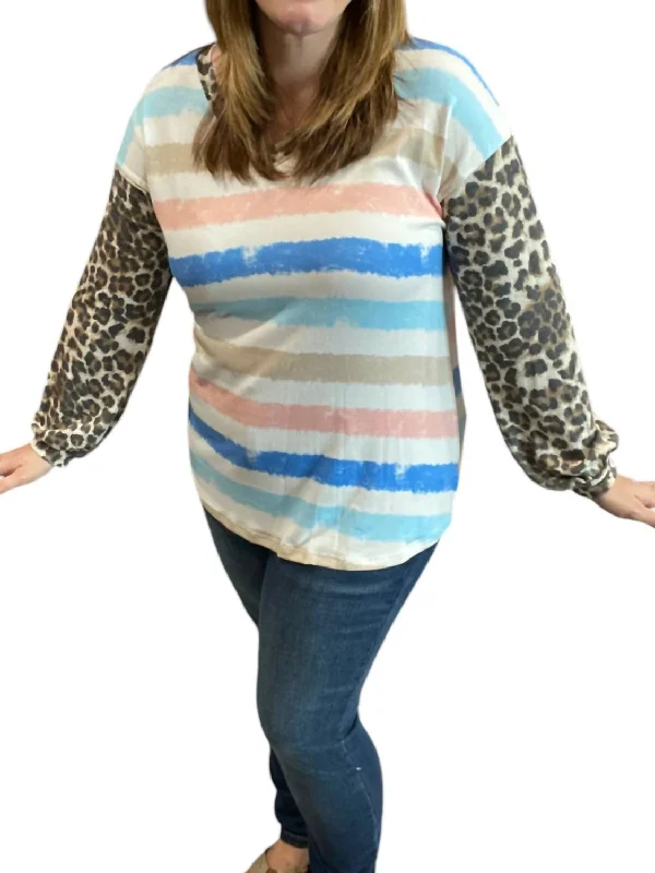 Trendy Street Style Attire Animal Stripes Dream Top In Multi Color