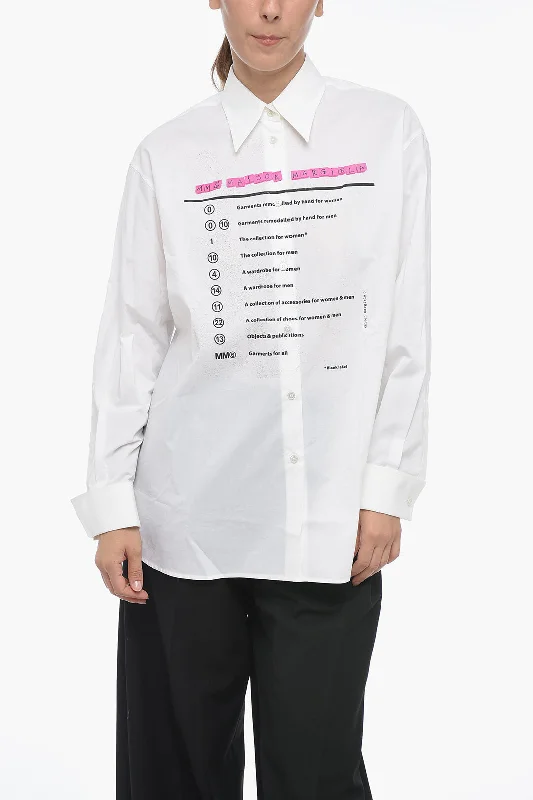 Seasonal Fashion Maison Margiela MM6 Asymmetric Cotton Shirt with Print