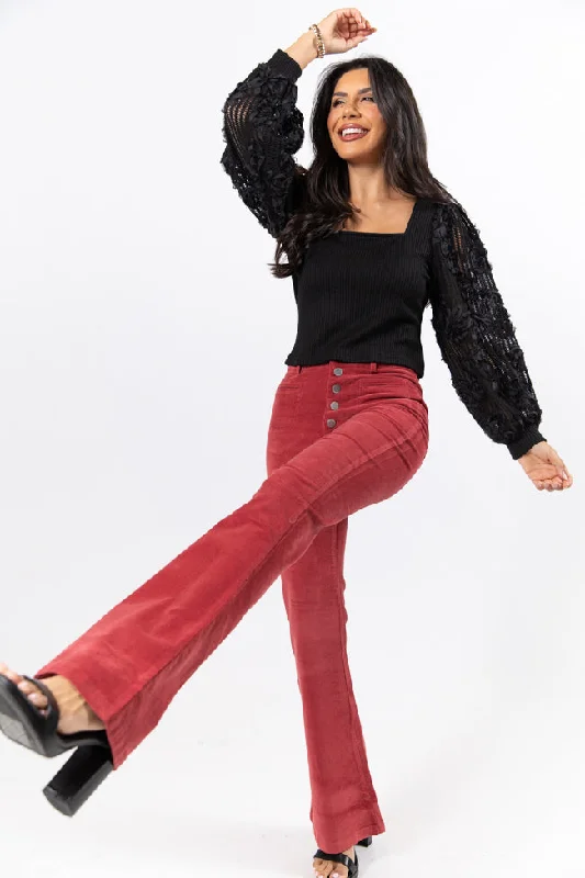 Women's Clothing for Every Season and Trend I Can't Forget Burgundy Button Fly Corduroy Pants FINAL SALE