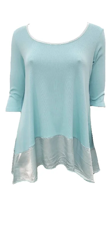 Trendy Pulse Kiki Three Quarter Loose Top In Aqua