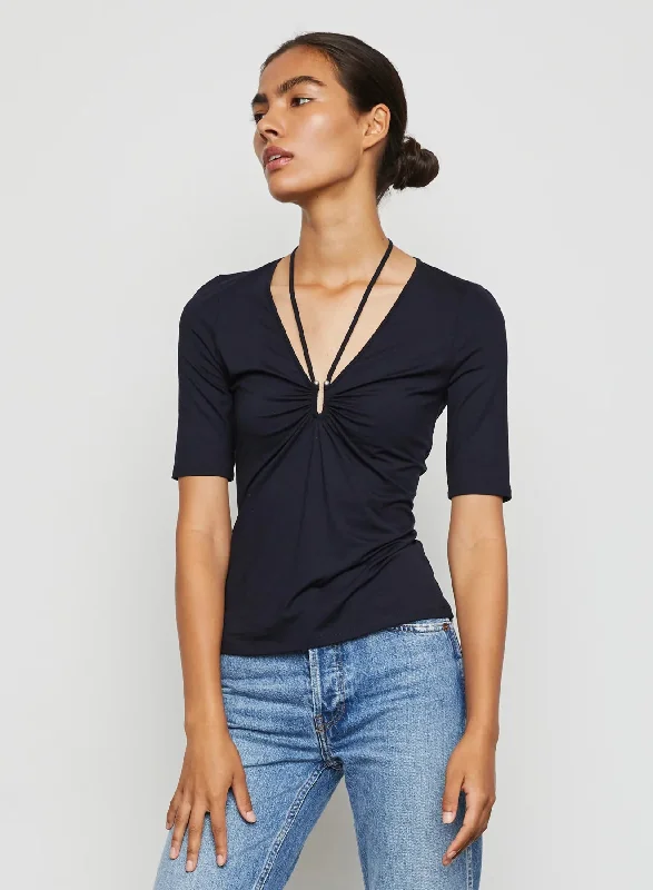 Edgy Fashion Clarissa Top in Midnight Blue