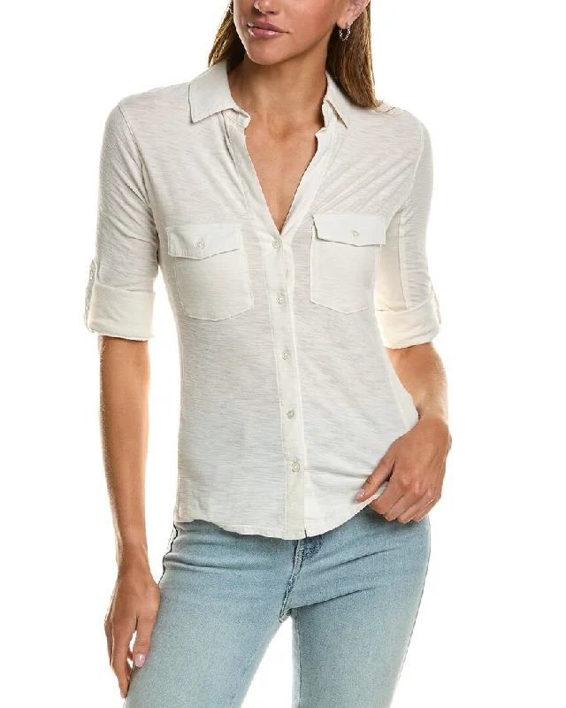 Minimalist Women's Fashion Clothing James Perse Contrast Panel Shirt