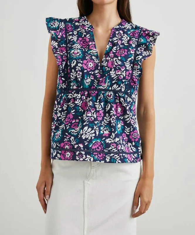 Women's Evening Wear Misha Top In Woodblock Floral