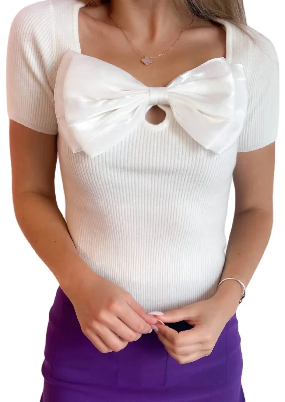 Chic & Cozy Collection Classic Bow Top In Ivory