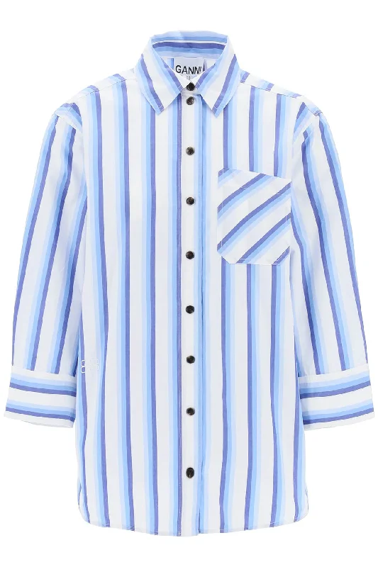 Step Ahead, Lead The Trend Ganni Women's "Oversized Striped Poplin Shirt