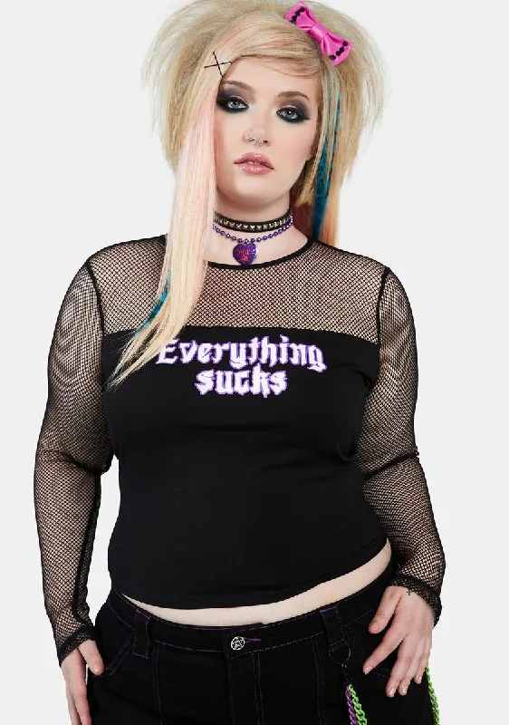 Clothes Of Woman Plus Virtual Escape Fishnet Top