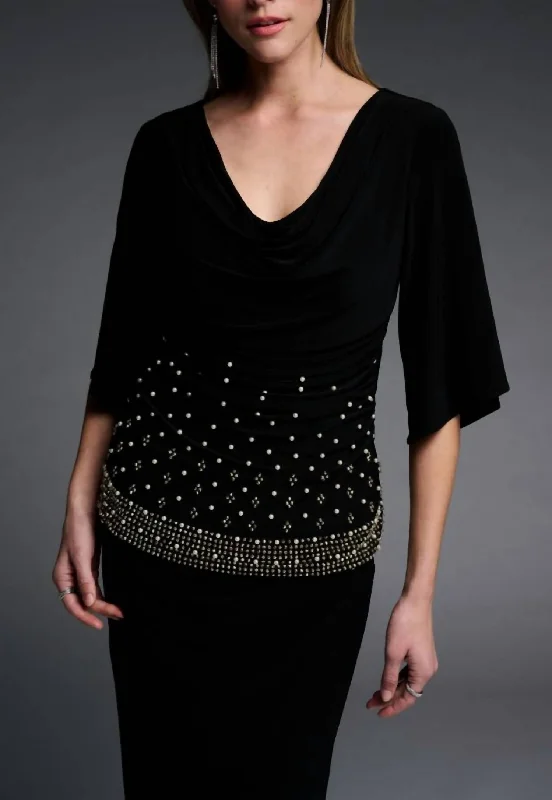 Casual Dresses for Women 3/4 Sleeve Top In Black