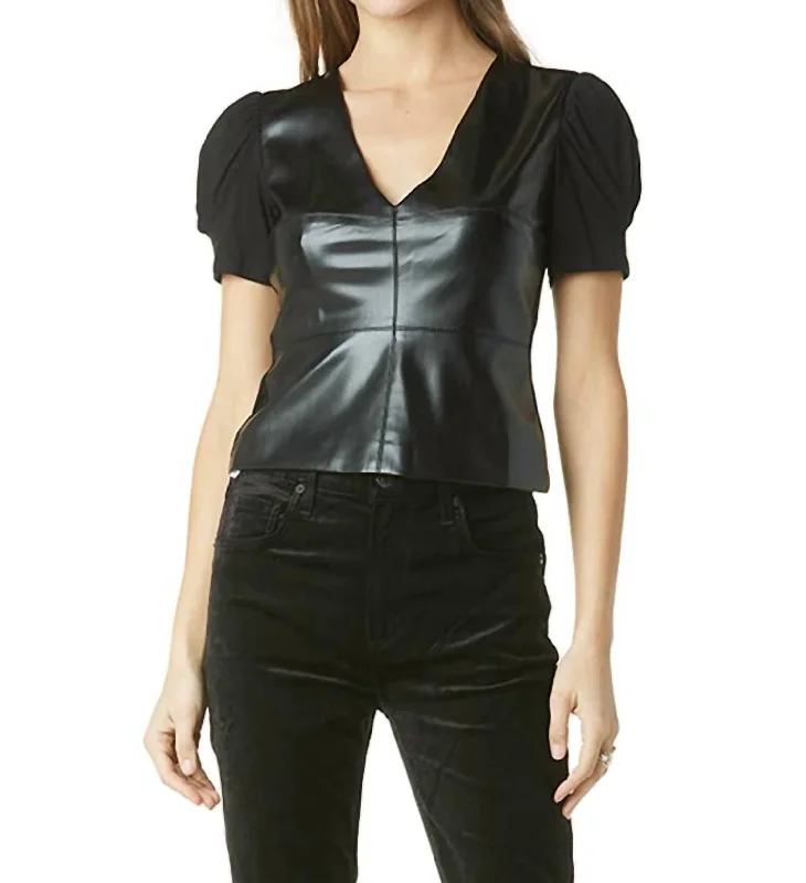 Limited Time Deal Harper Vegan Leather Top In Black