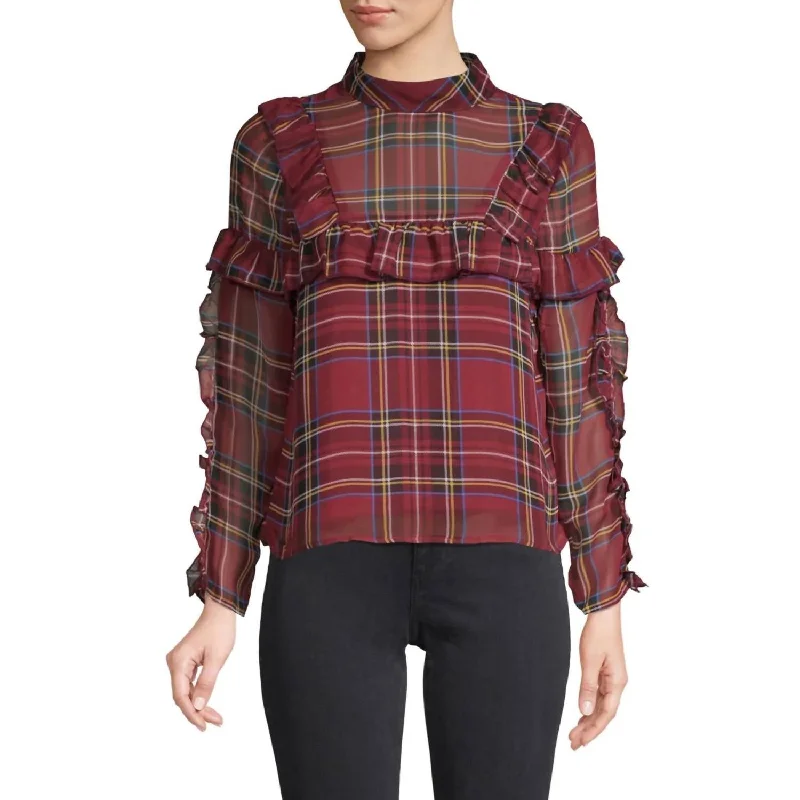 Unbeatable Deals Plaid Girls Club Top In Red