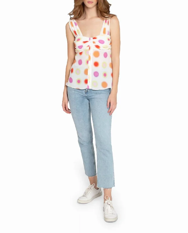 Women's Fashion Clothing Radiant Aura Silk Top In White Aura Dot