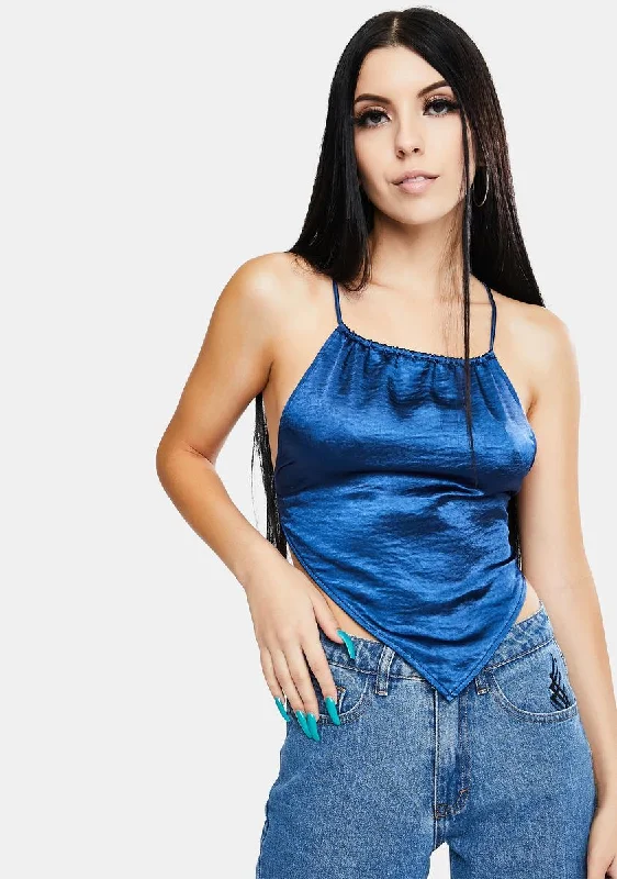 Fashion Sale Satin Midnight Blue Spence Top