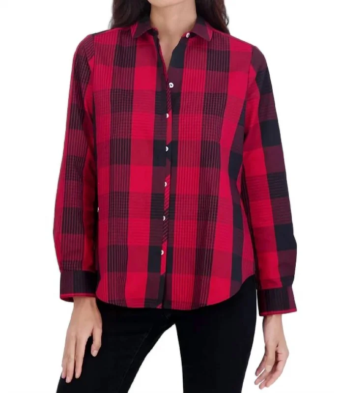 Discount Store Charlie No Iron Buffalo Plaid Shirt In Red Plaid