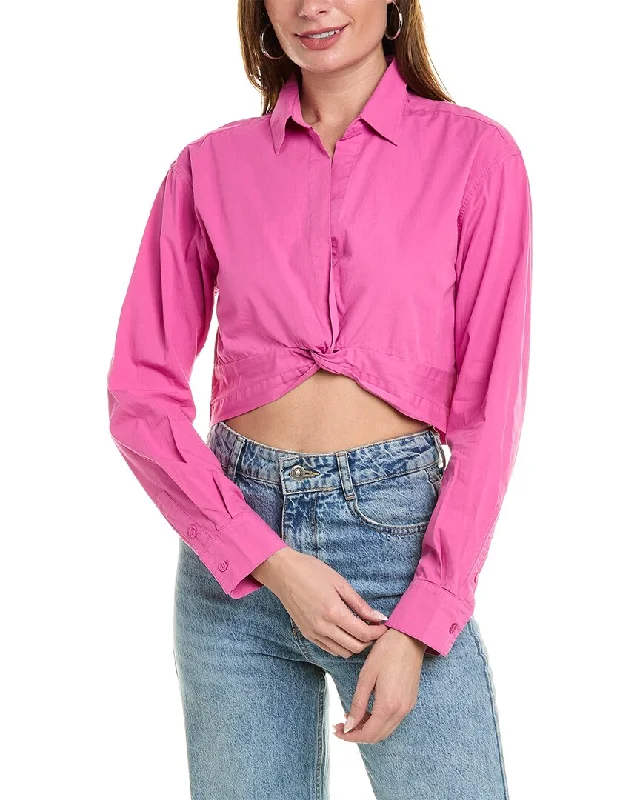 Casual Fashion Monrow Poplin Twist Front Shirt