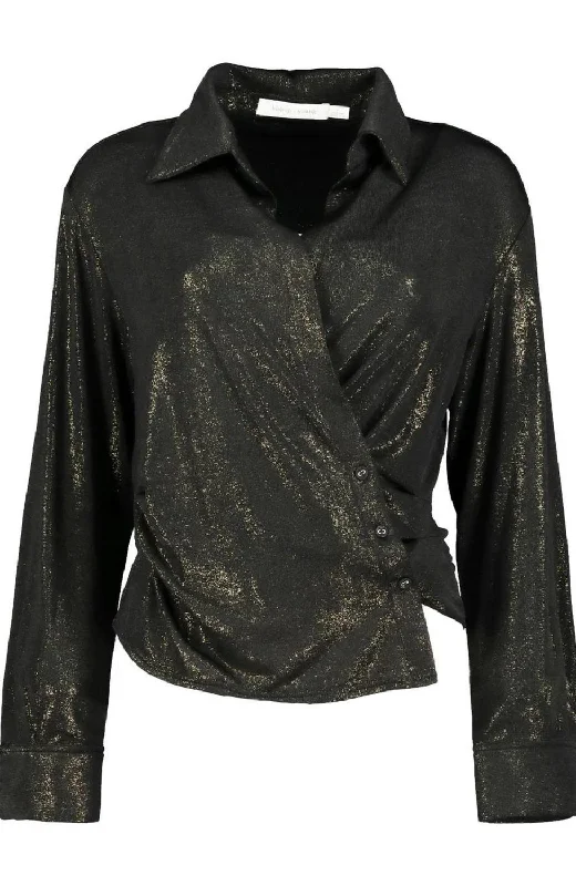 Trendy And Individual Women's Fashion Beautility Wrap Shirt In Shimmer