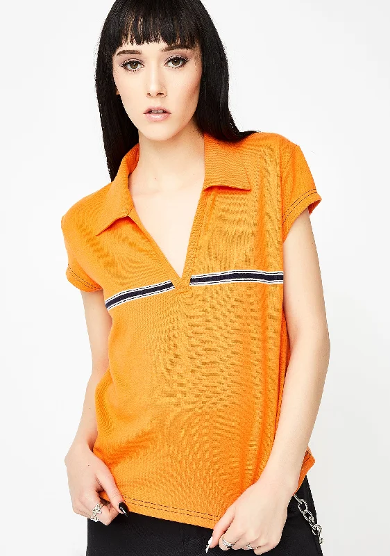 Versatile Style Wardrobe Vintage 90s Orange Polo Top