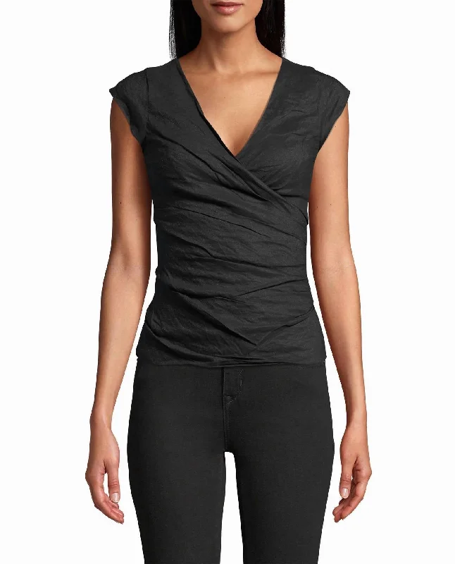 Holiday Glam Cotton Metal Logan Top In Black