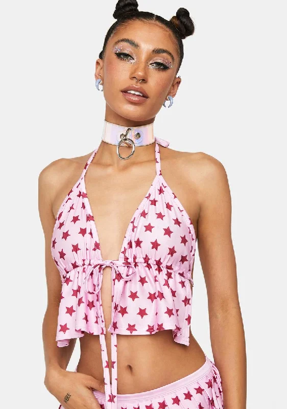 Wardrobe Update Starry Eyed Halter Tie Top