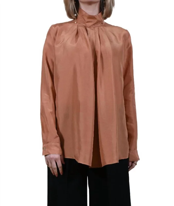 Innovate Your Wardrobe Habotai Silk Bohemian Shirt In Copper