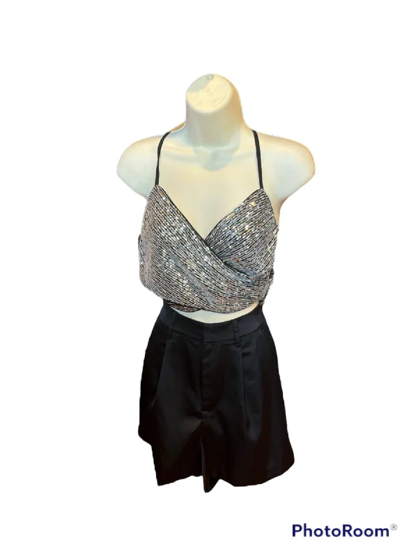 Women Clothes Sequin Top In Silver