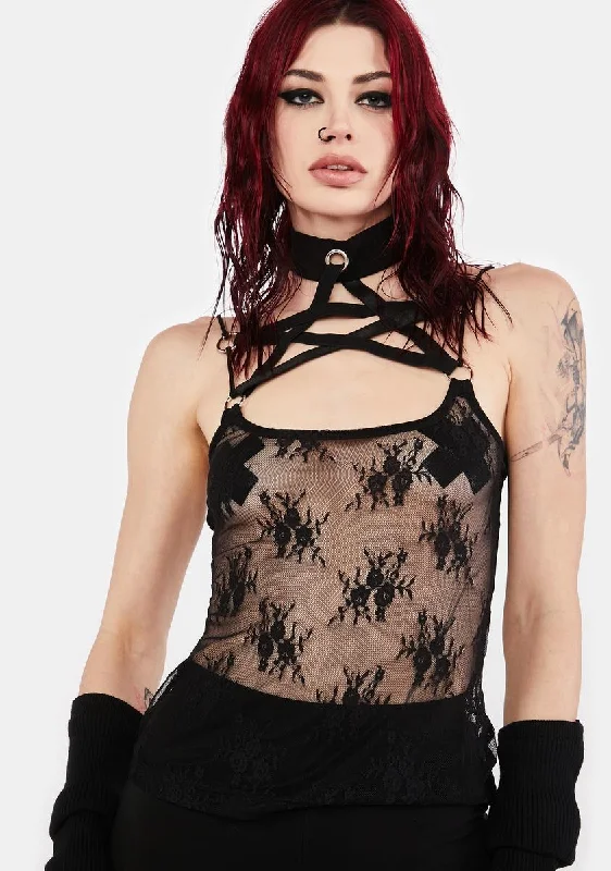 Trend Driven Wardrobe Sheer Pentagram Strappy Top