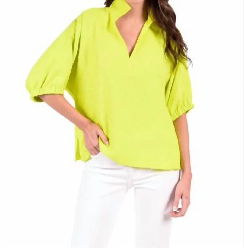 Flash Discount Poppy Top - Chartreuse Cheetah