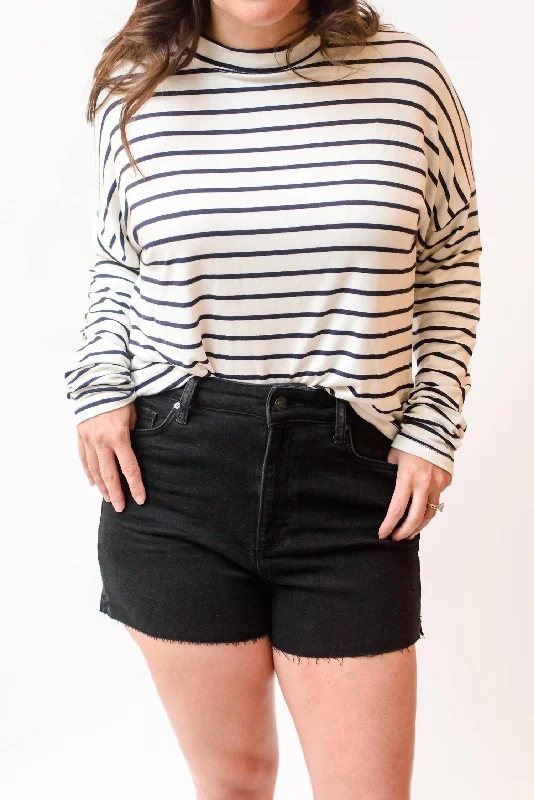 Business Casual Outfits Stripe Lounge Top In Black/white