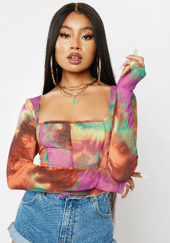 Relaxed Style Summer Abstract Kona Tie Dye Top