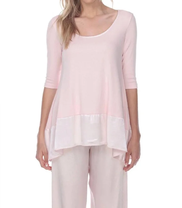 Forward Trendsetter Kiki Three Quarter Loose Top In Blush