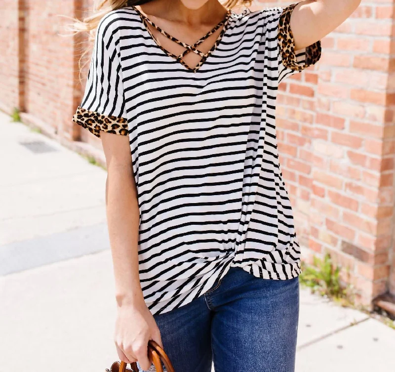 Chic Style, Always In Vogue Animal Crossing Top In Black/white Stripe