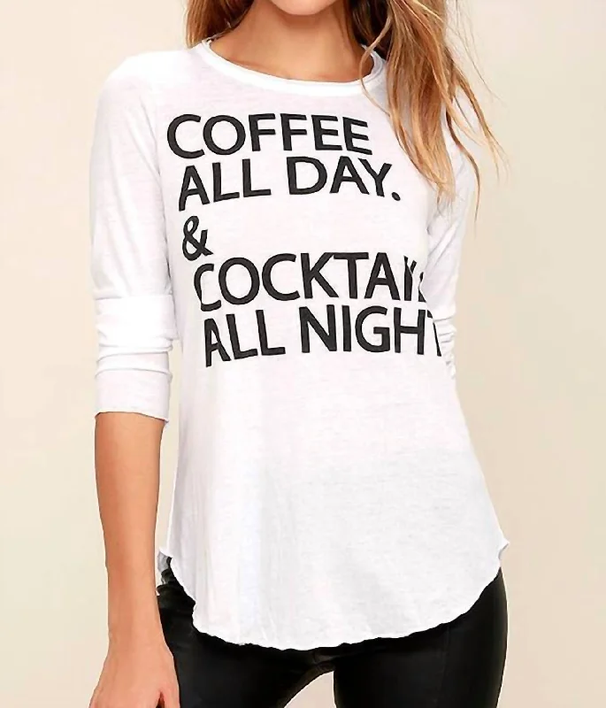 Eclectic Fashion Coffee And Cocktails Top In White