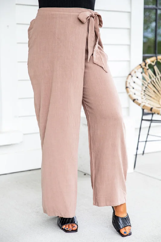 Chic And Edgy Espresso Thoughts Mocha Wrap Pants FINAL SALE