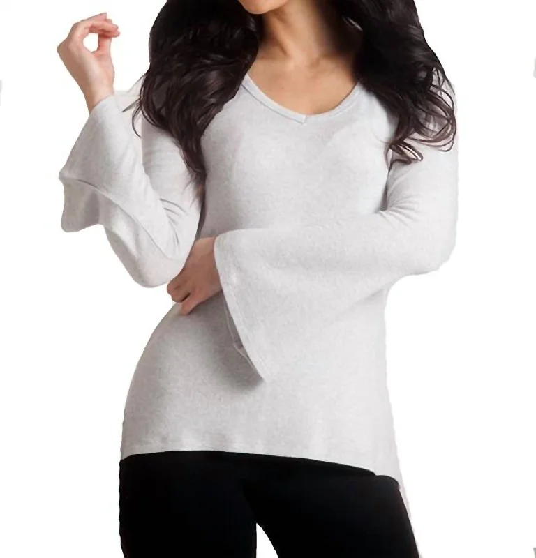 Fashion Forward Femininity Supersoft Bell Sleeve Top In Slate