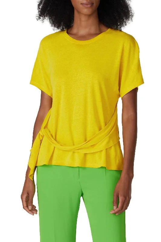 Trendy Threads Tie Waist Top In Yellow