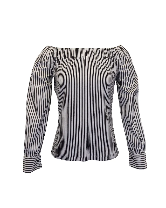 Luxury Fashion Max Mara Conero Off-The-Shoulder Striped Top in Black Cotton