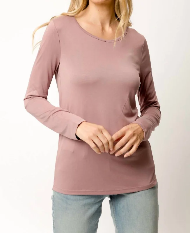 Trendy Boutiques Online Cupro Modal Slim Top In Mauve