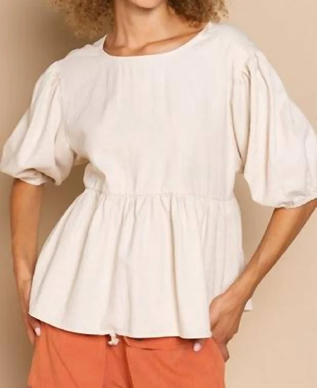 Clearance Sale Puff Sleeve Ribbon Top In Off White