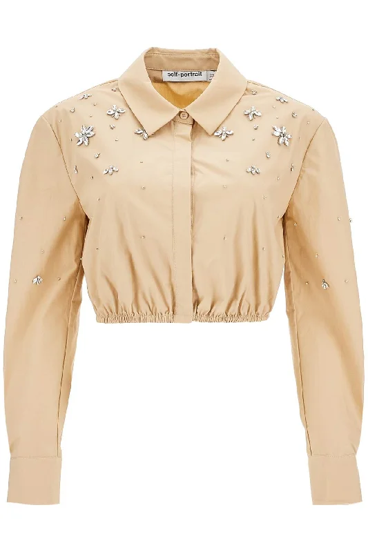 Special Offers, Don't Miss Self Portrait Women's 'Cropped Shirt With Crystals'