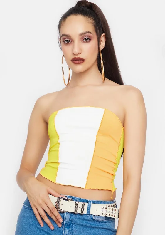 Insane Discount Onslaught Tangerine Head Turner Colorblock Tube Top