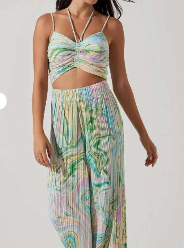 Holiday Discount Savine Top In Green Swirl