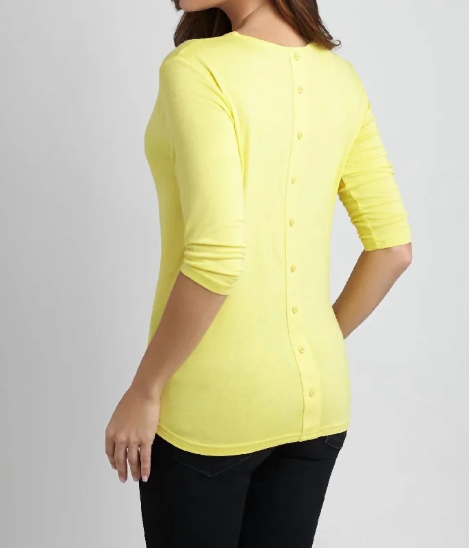 Enjoy Discount Button-Back Scoop Neck Top In Yellow