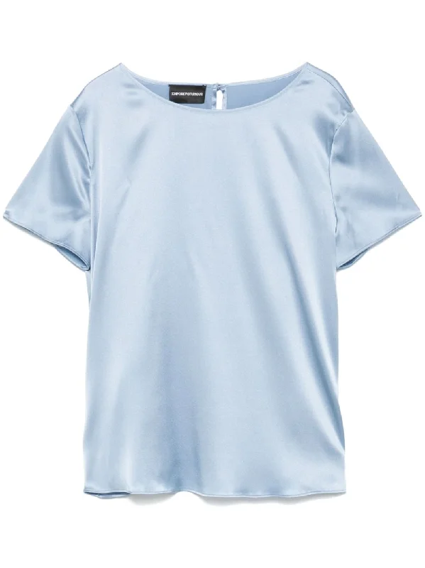 Chic Women's Clothing for Date Nights Emporio Armani Women's Top Clear blue