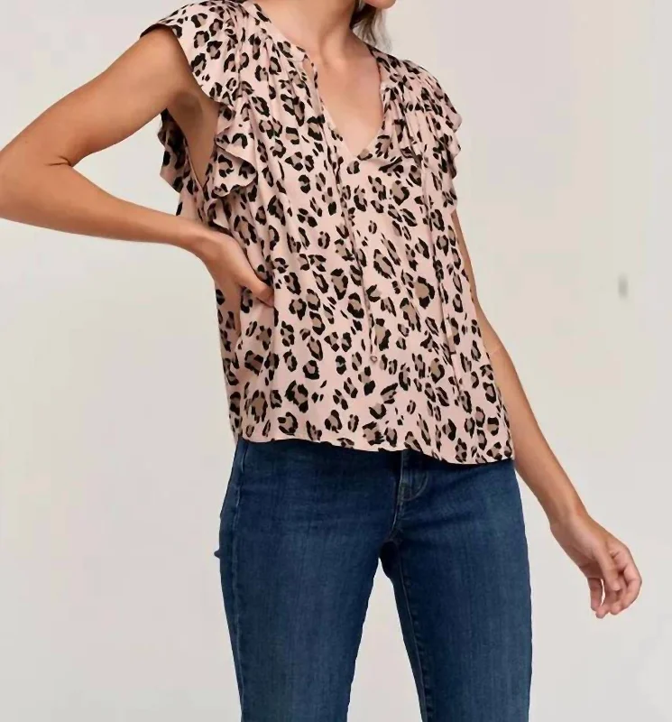 Chic & Cozy Collection Francine Top In Cheetah Blush