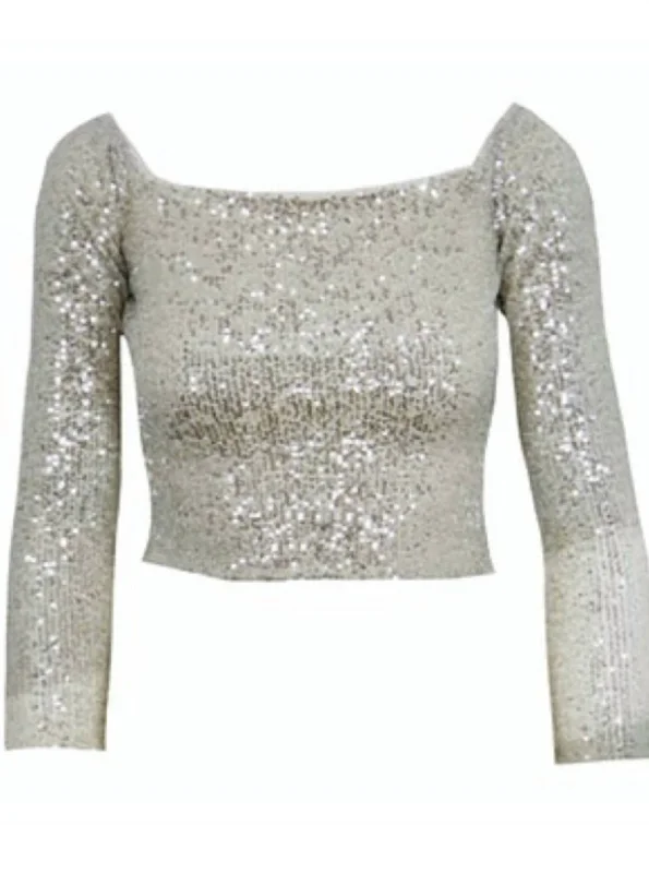 Seasonal Clearance Sequin Top In Champagne