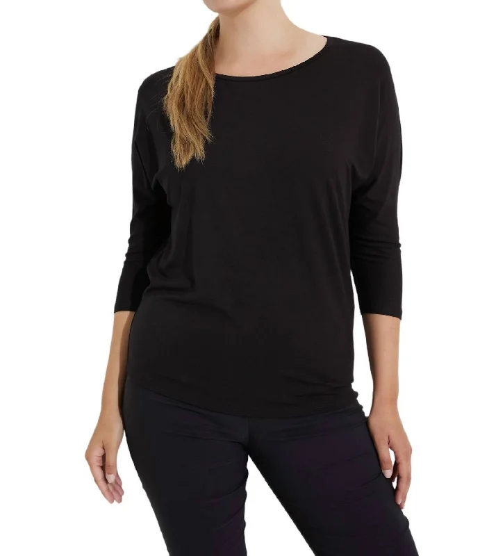 Exclusive Discount Rounded Neck Top In Black