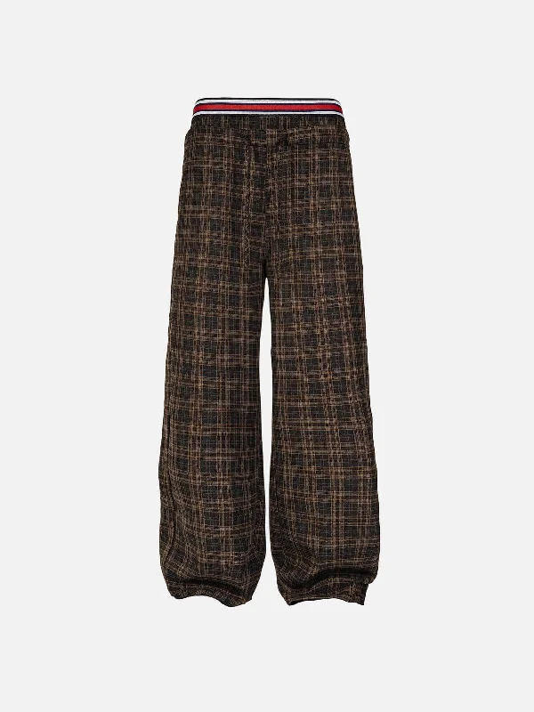 Elegant Styles Aelfric Eden Stripe Waist Plaid Pants