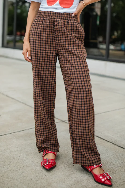 Best Sellers Daydreamer Brown and Black Plaid Boxer Pants FINAL SALE