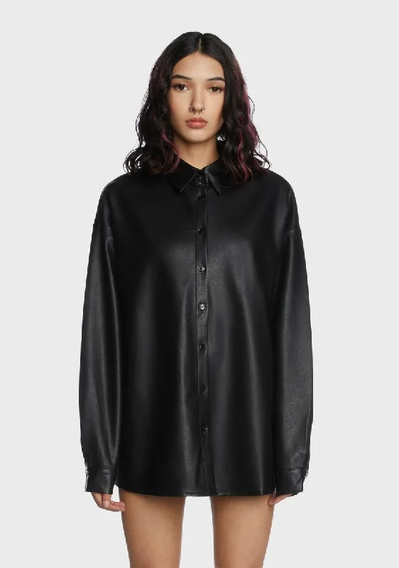 Sale Clearance Make It Fashion Vegan Leather Shirt