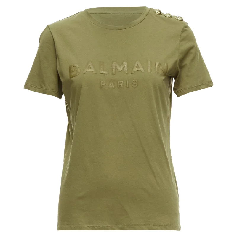 Fashion For Every Occasion Balmain distressed logo military buttons tshirt